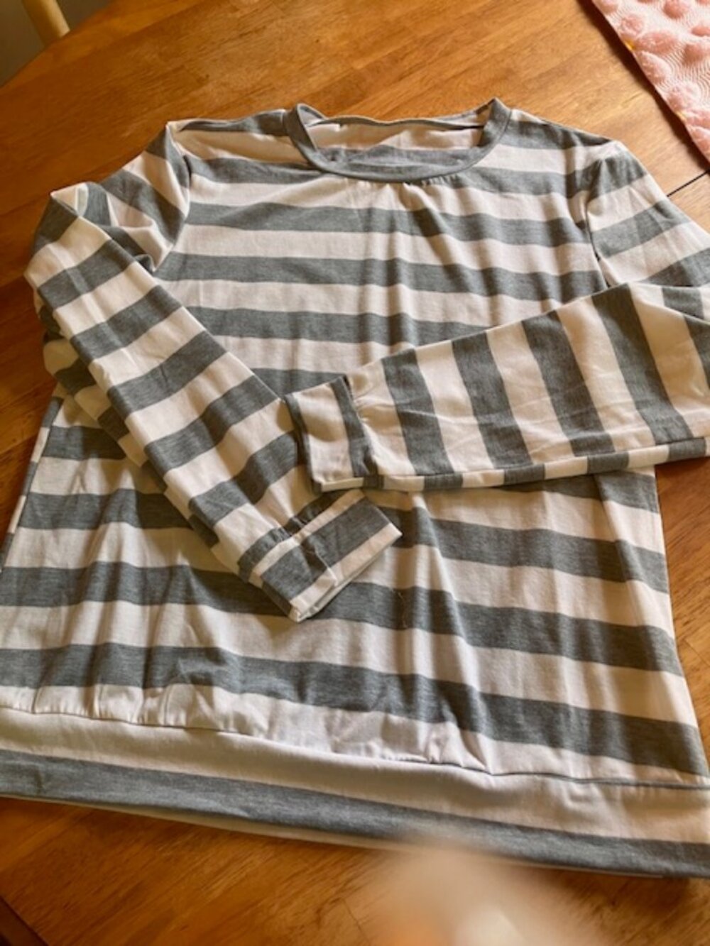 NEW Gray and White striped top, very soft.